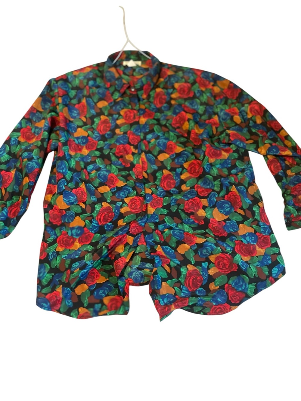 Impressions Men's Floral Button-Down Shirt - Red, Blue, Green, Orange